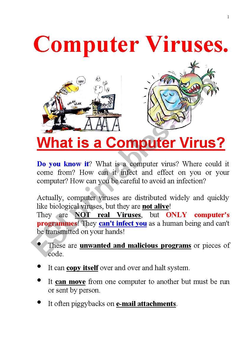What is a Computer Virus? Read and Discuss.