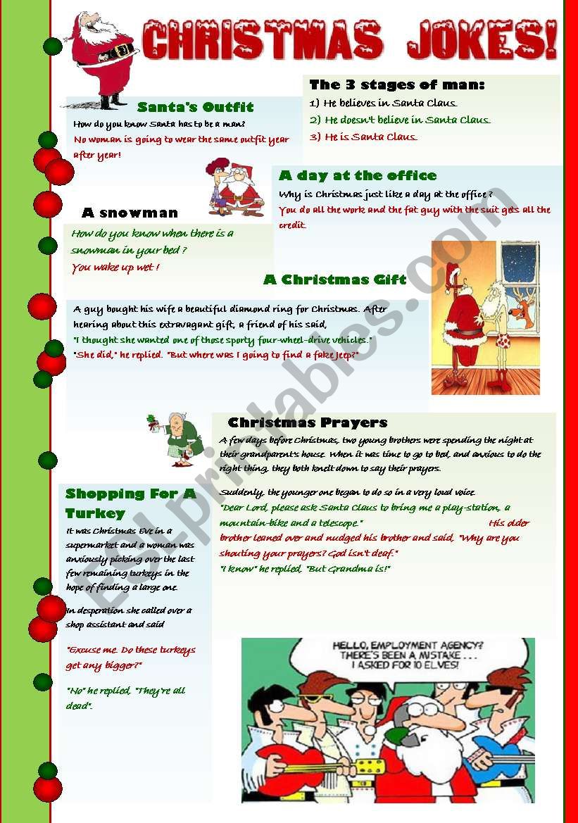 CHRISTMAS JOKES FOR ADULTS A Nice Collection Of Christmas Jokes For Adult Students And