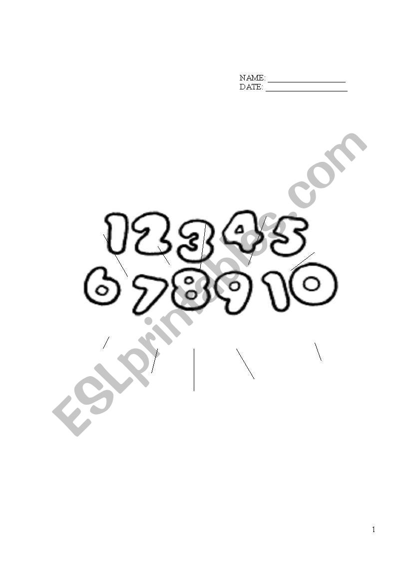 Numbers worksheet