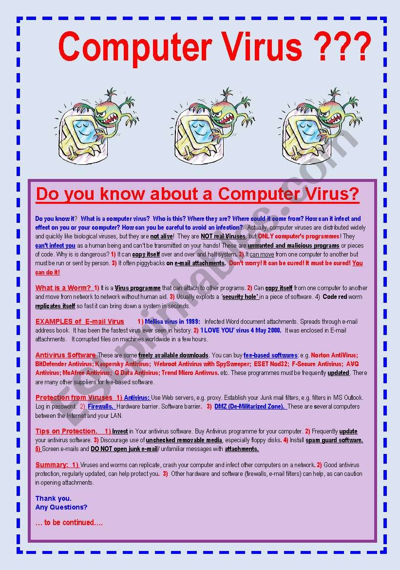 Computer Virus? What is it? Influenza? Flue?
