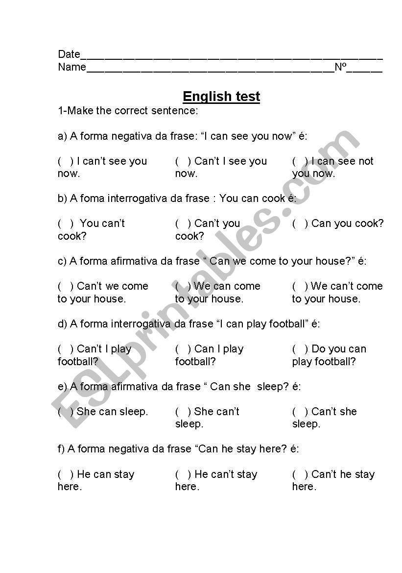 Modal verb- can worksheet