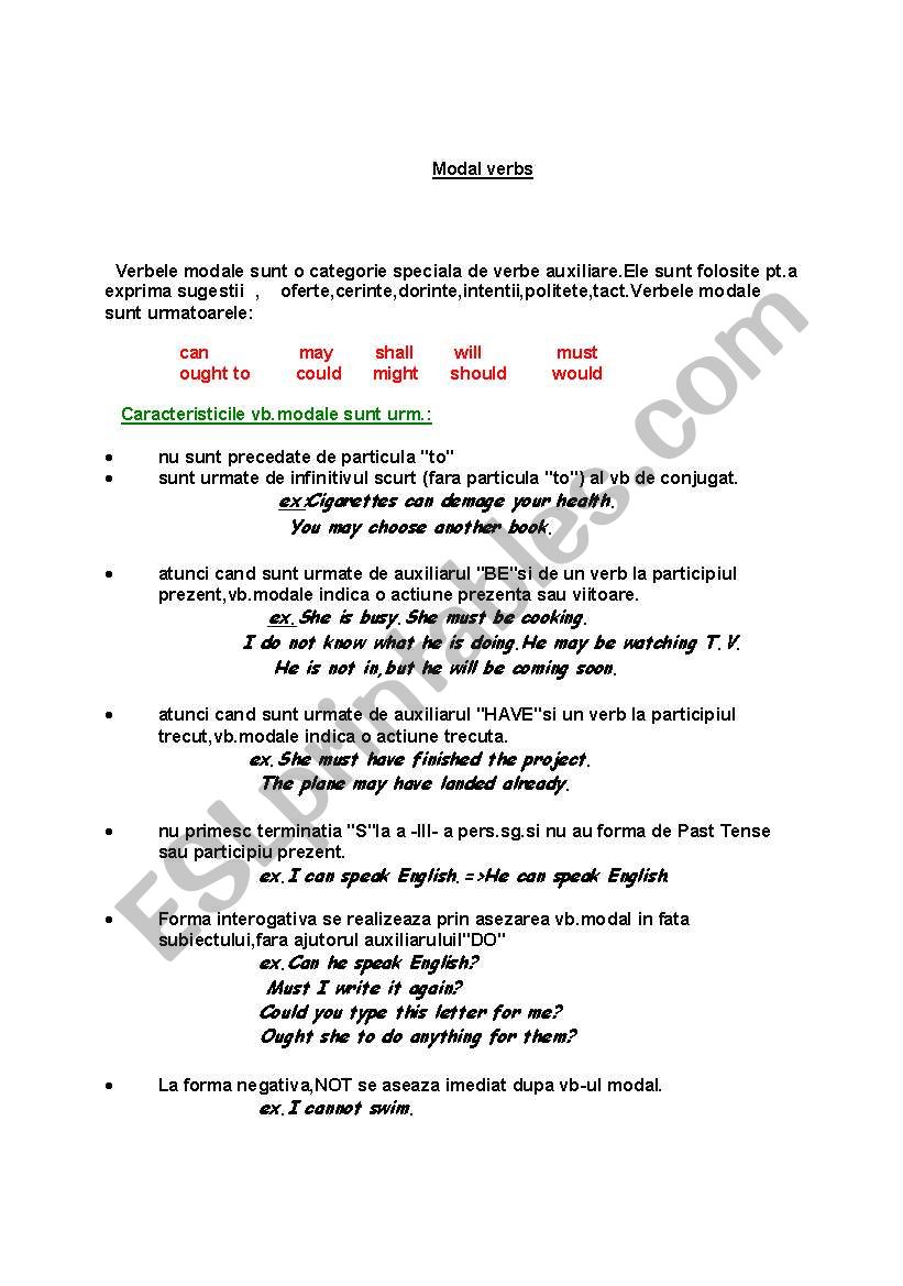 Modal verbs worksheet