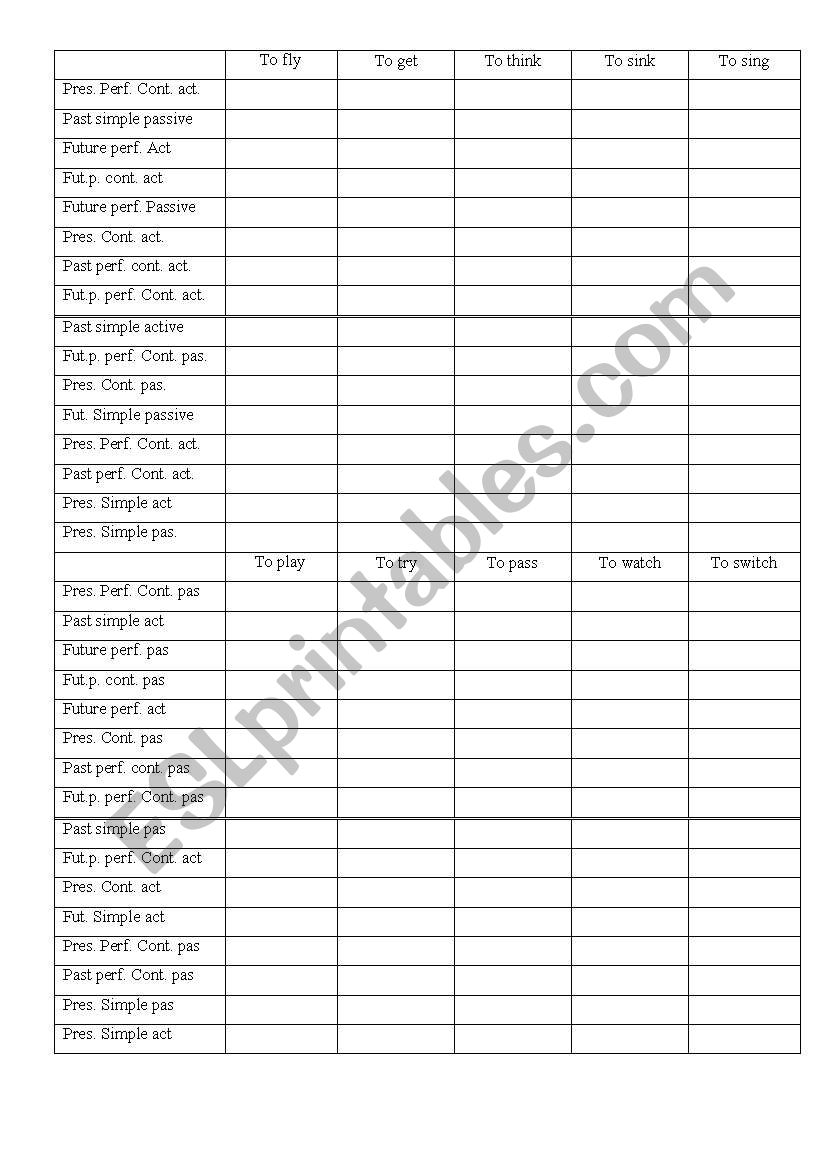 verbs worksheet