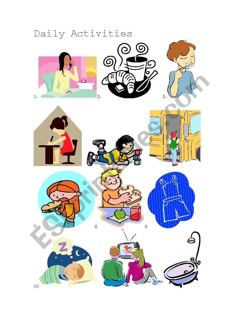daily routine images worksheet