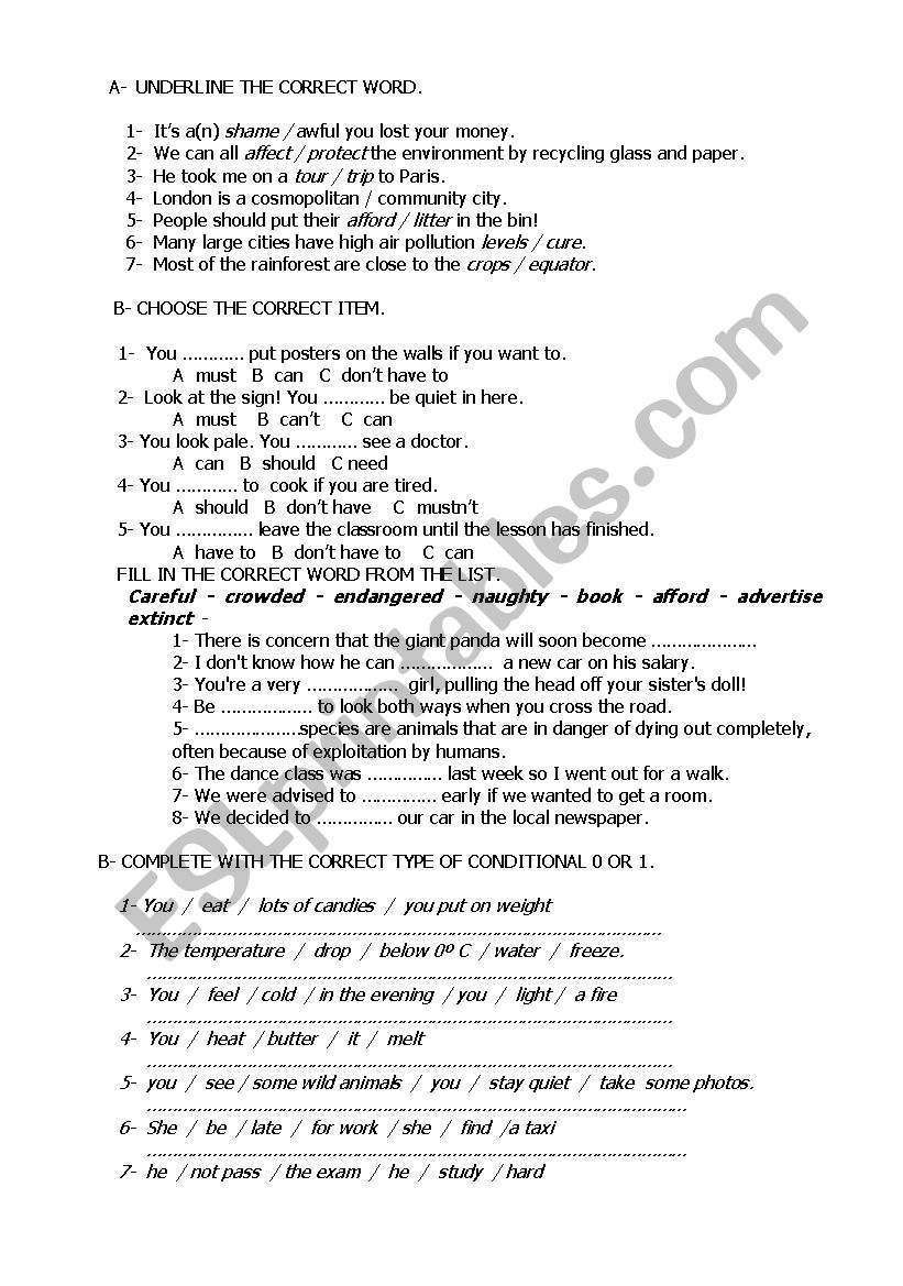 grammar revision  pre entermediate