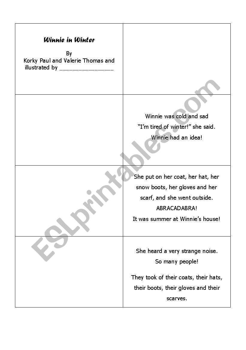 Winnie in winter minibook worksheet