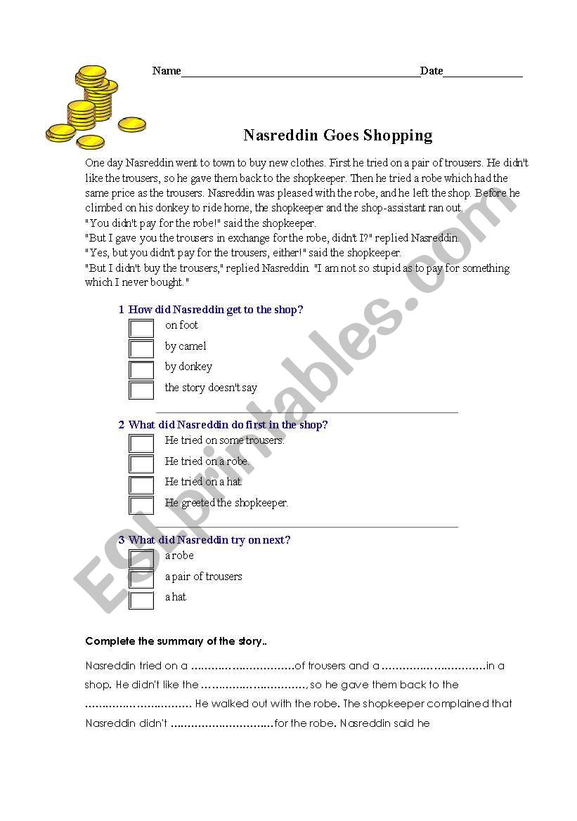 reading worksheet worksheet