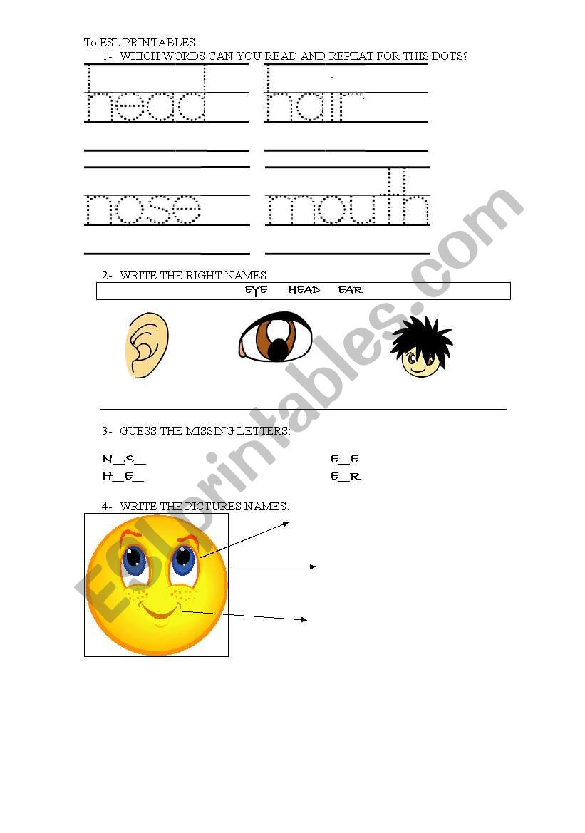 THE FACE worksheet