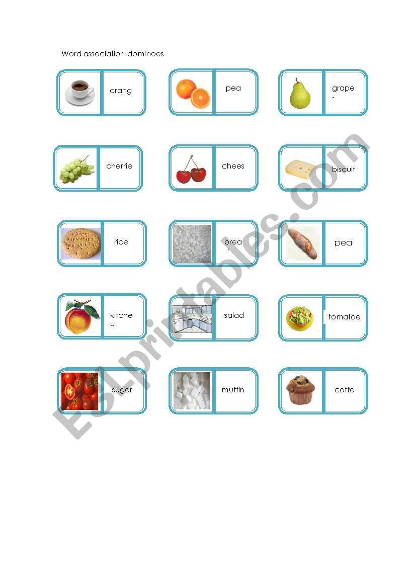 Food dominoes worksheet