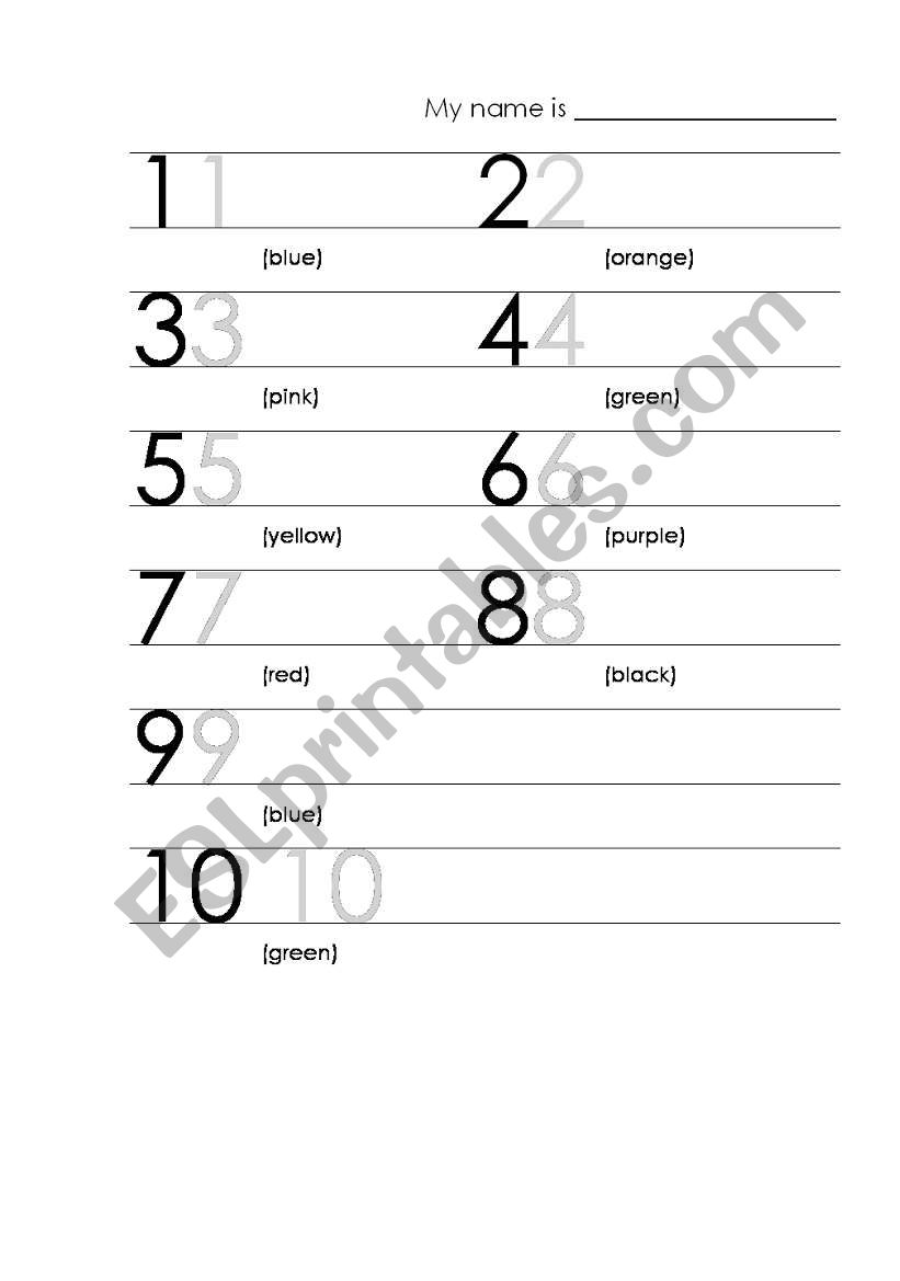 1-10 numbers worksheet