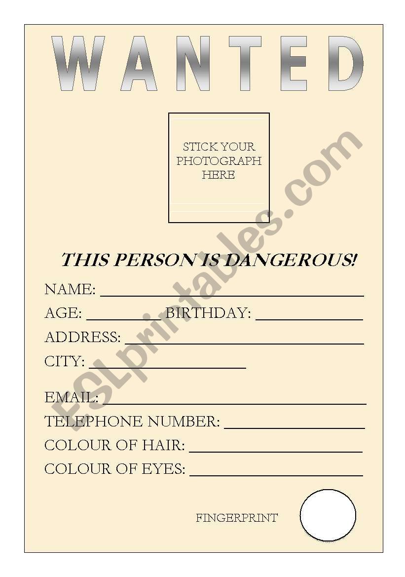 Wanted worksheet