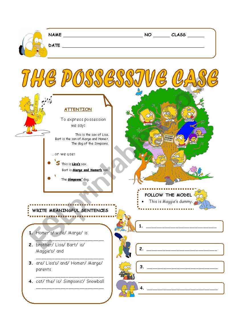 THE POSSESSIVE CASE worksheet