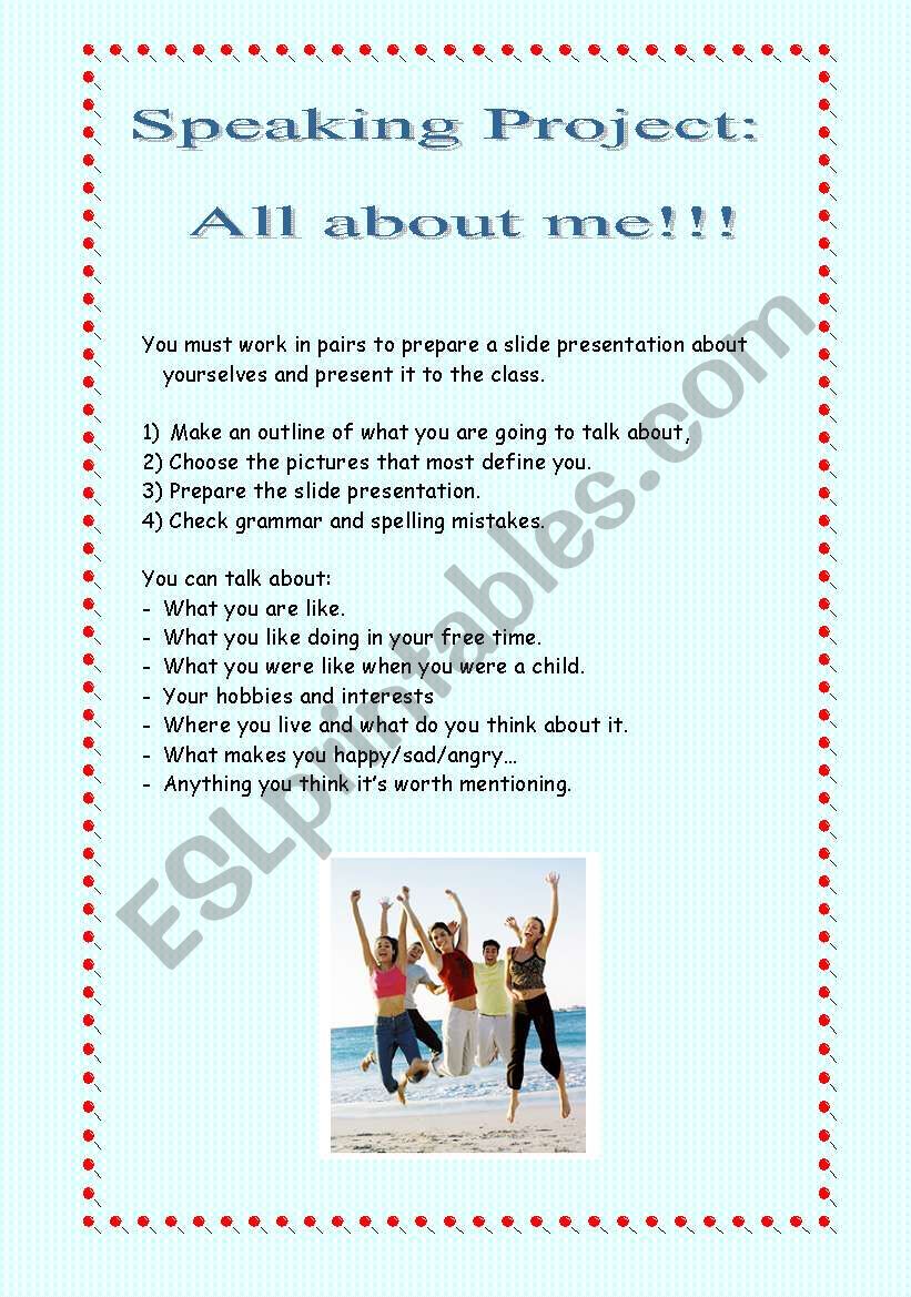 Speaking Project worksheet