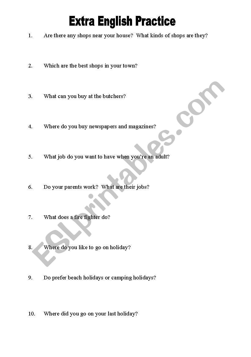 Trinity Grade 4 Questions worksheet