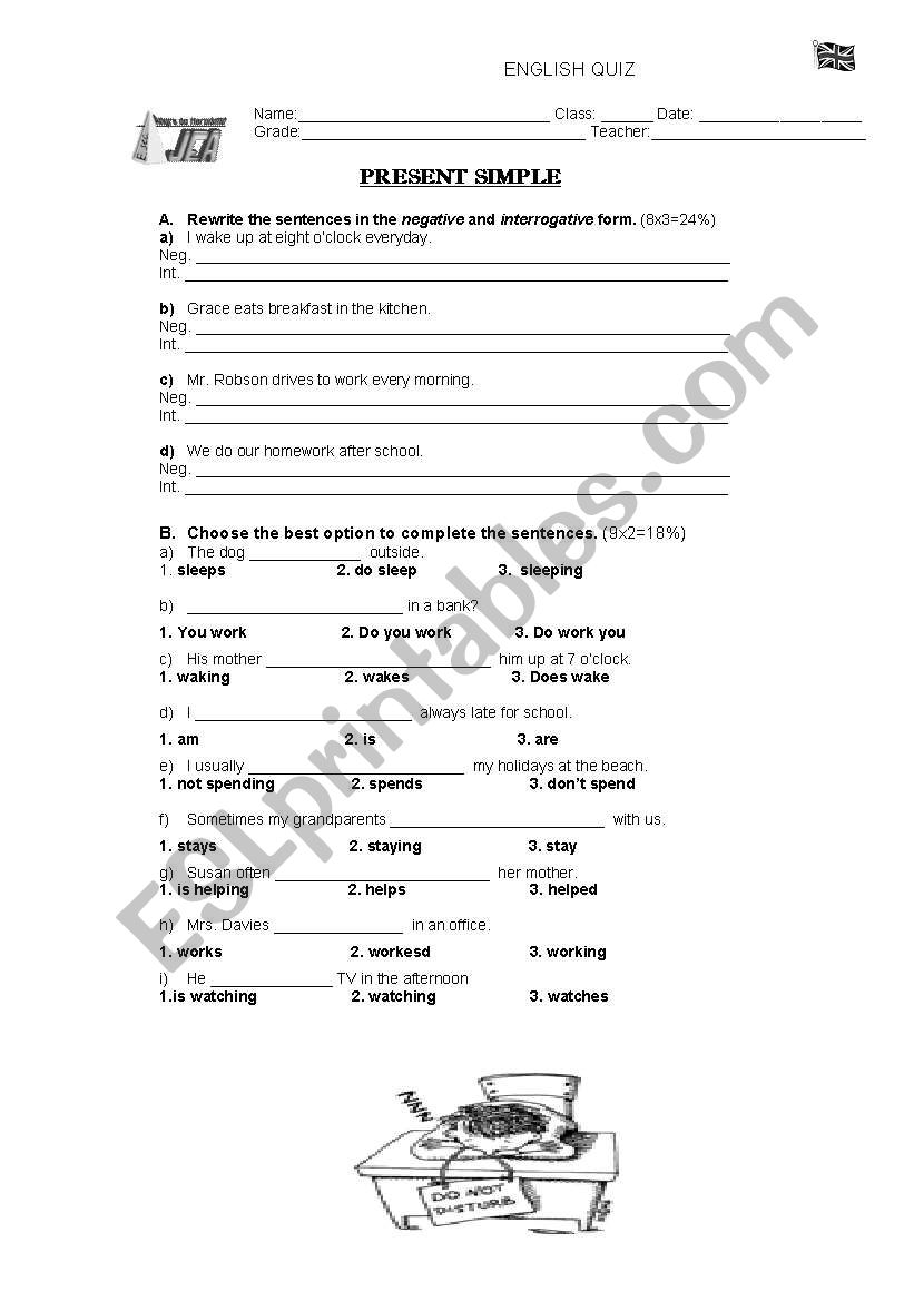 Quiz on Present Simple and Present Continuous (very short and simple) 