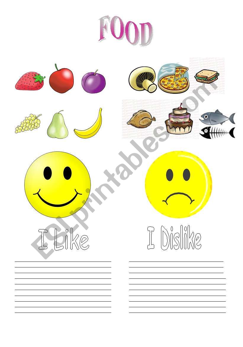 food worksheet