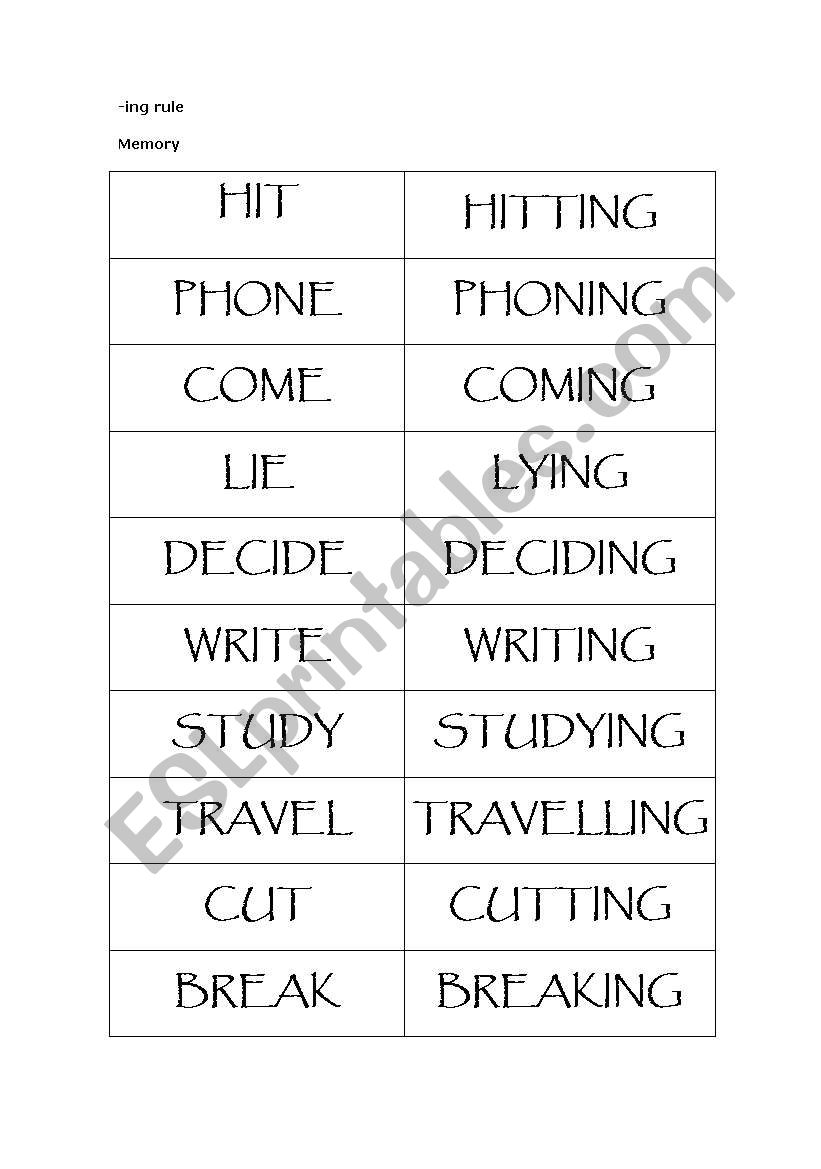verbs in -ing worksheet