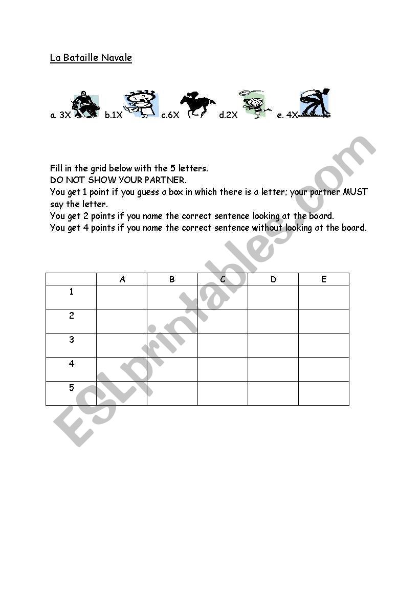 Battleships worksheet