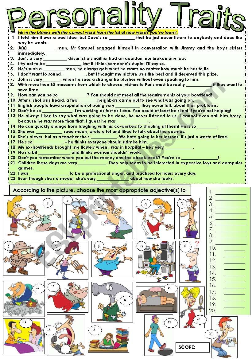 PERSONALITY TRAITS (part 2) worksheet