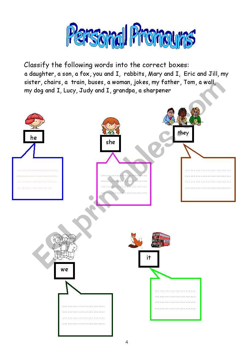 Personal Pronouns worksheet