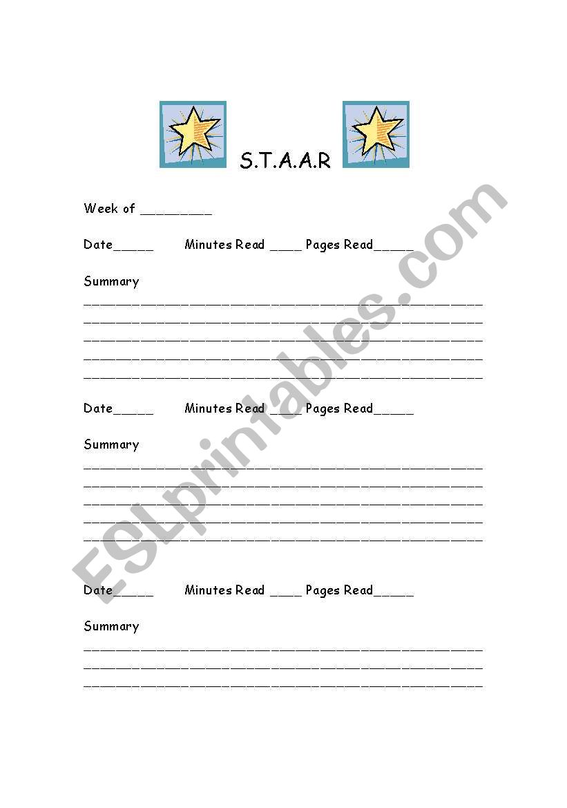 Book Log worksheet