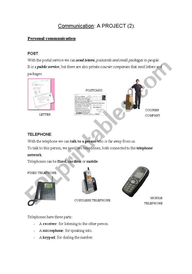 Communication 2: Differences between personal c. and the media.