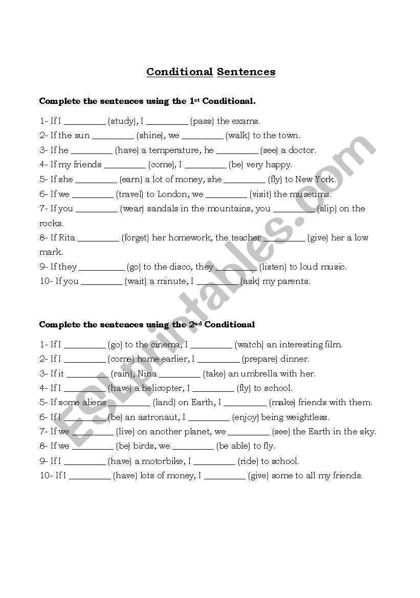 Conditional Sentences worksheet