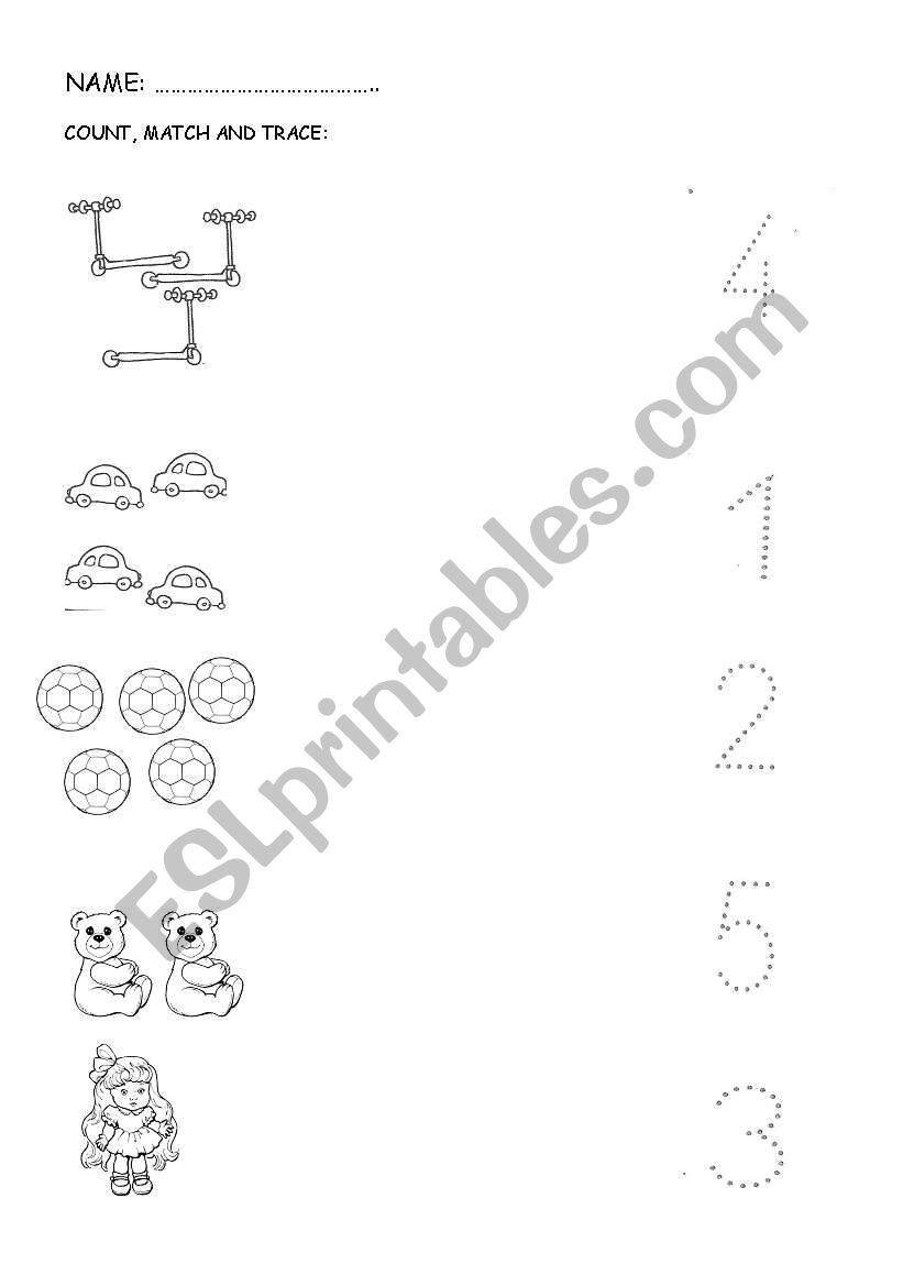 COUNT, MATCH AND TRACE worksheet