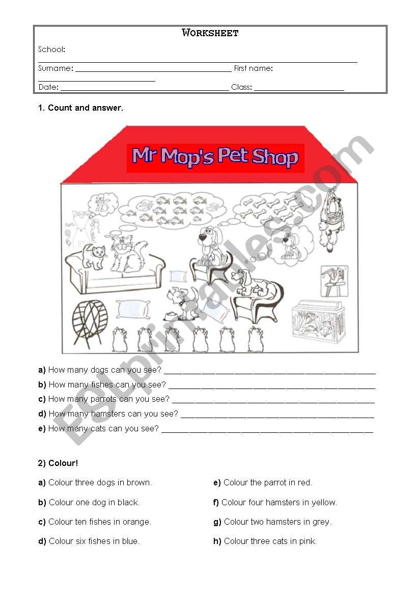 Worksheet-Pet-Shop worksheet