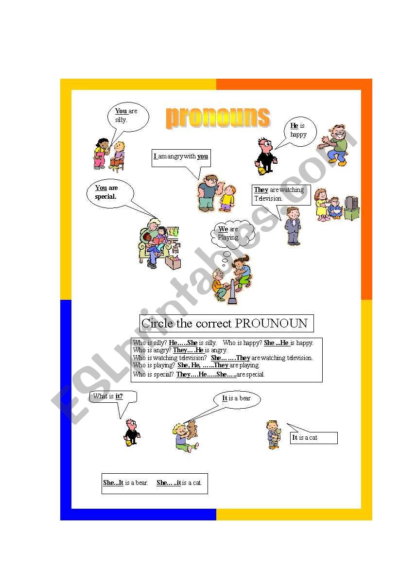 Identifying pronouns worksheet