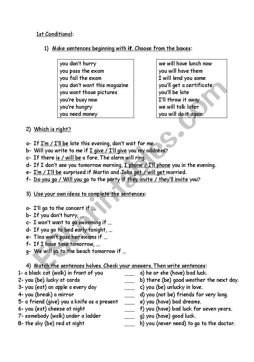 First Conditional worksheet