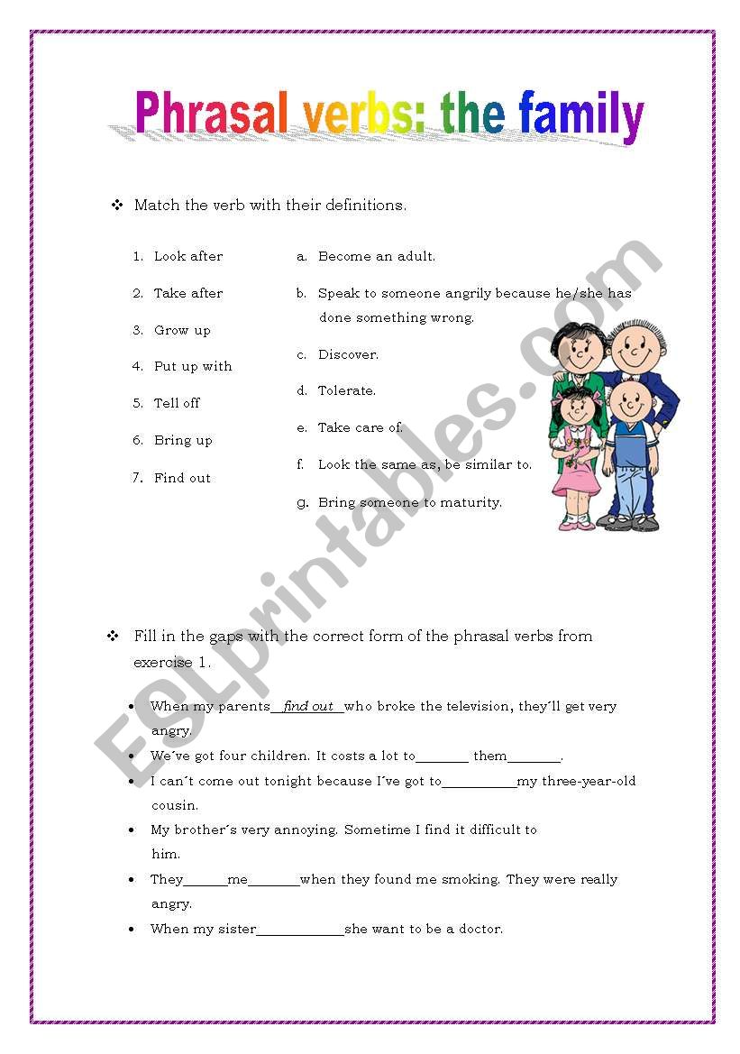 Phrasal verb worksheet