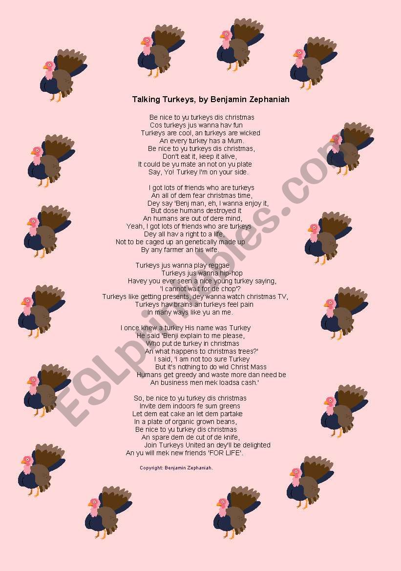 TALKING TURKEYS - POEM ON MEAT CONSUMPTION @ XMAS