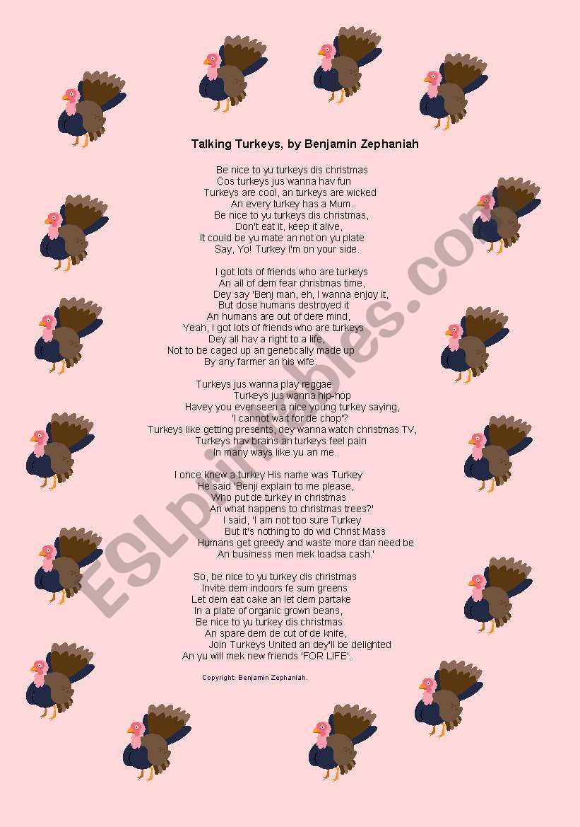 TALKING TURKEYS - POEM ON MEAT CONSUMPTION @ XMAS