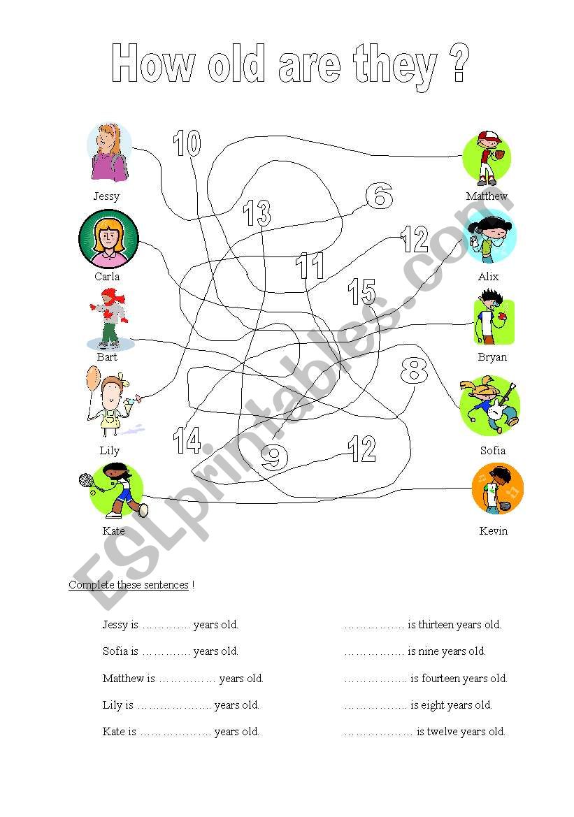 How old are they ? worksheet