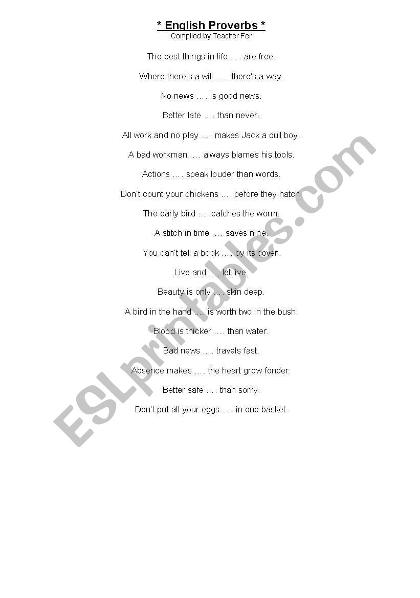 English Proverbs and Sayings - List