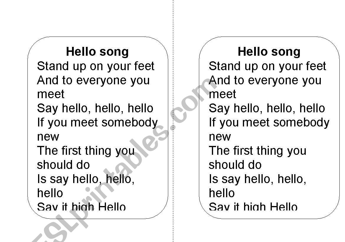 hello song worksheet