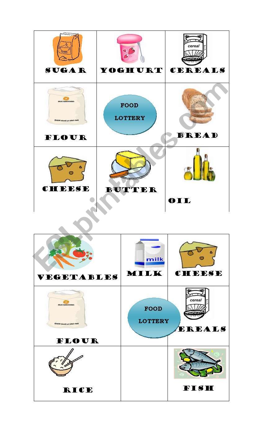 Food lottery 1 worksheet