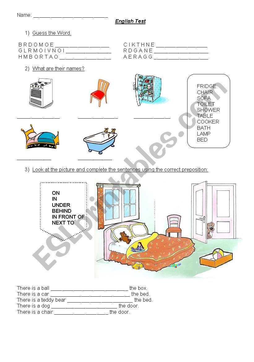 The house, furniture and prepositions of place.