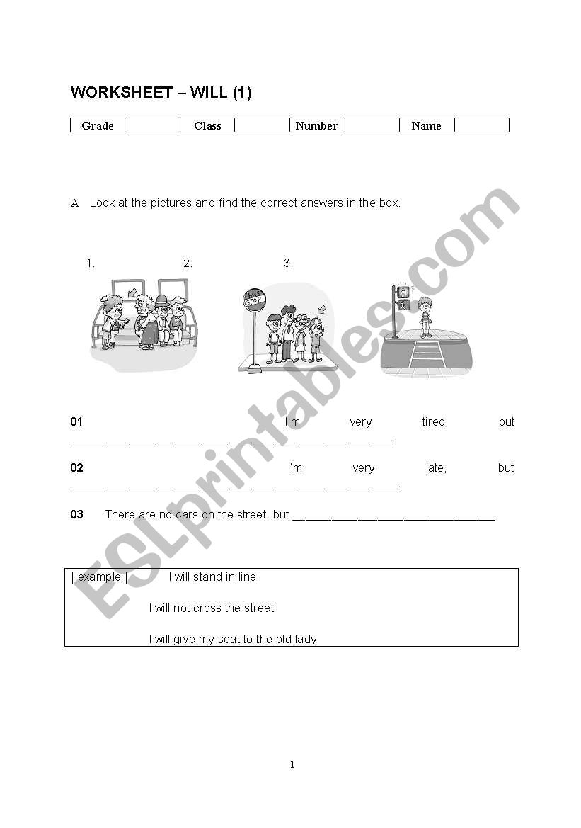 Will (1)-1 worksheet