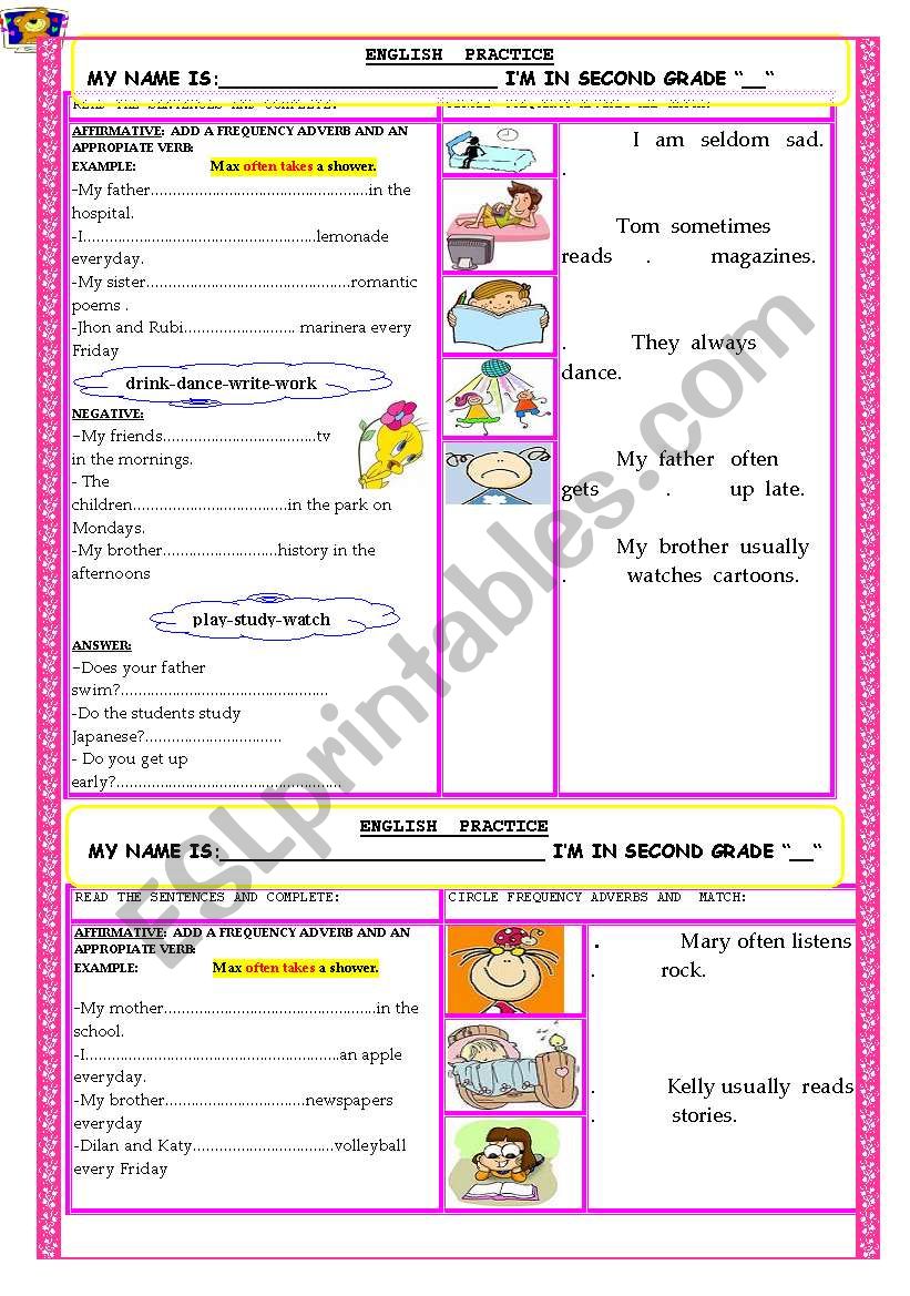 FREQUENCY ADVERBS worksheet