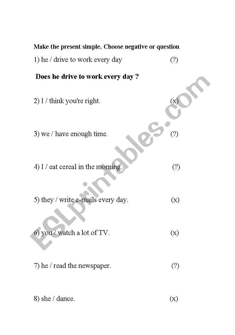 present simple worksheet