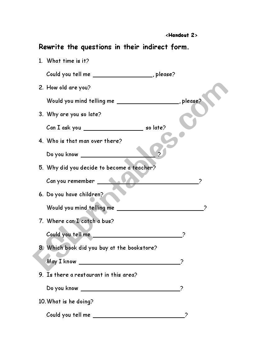 Indirect Speech worksheet worksheet