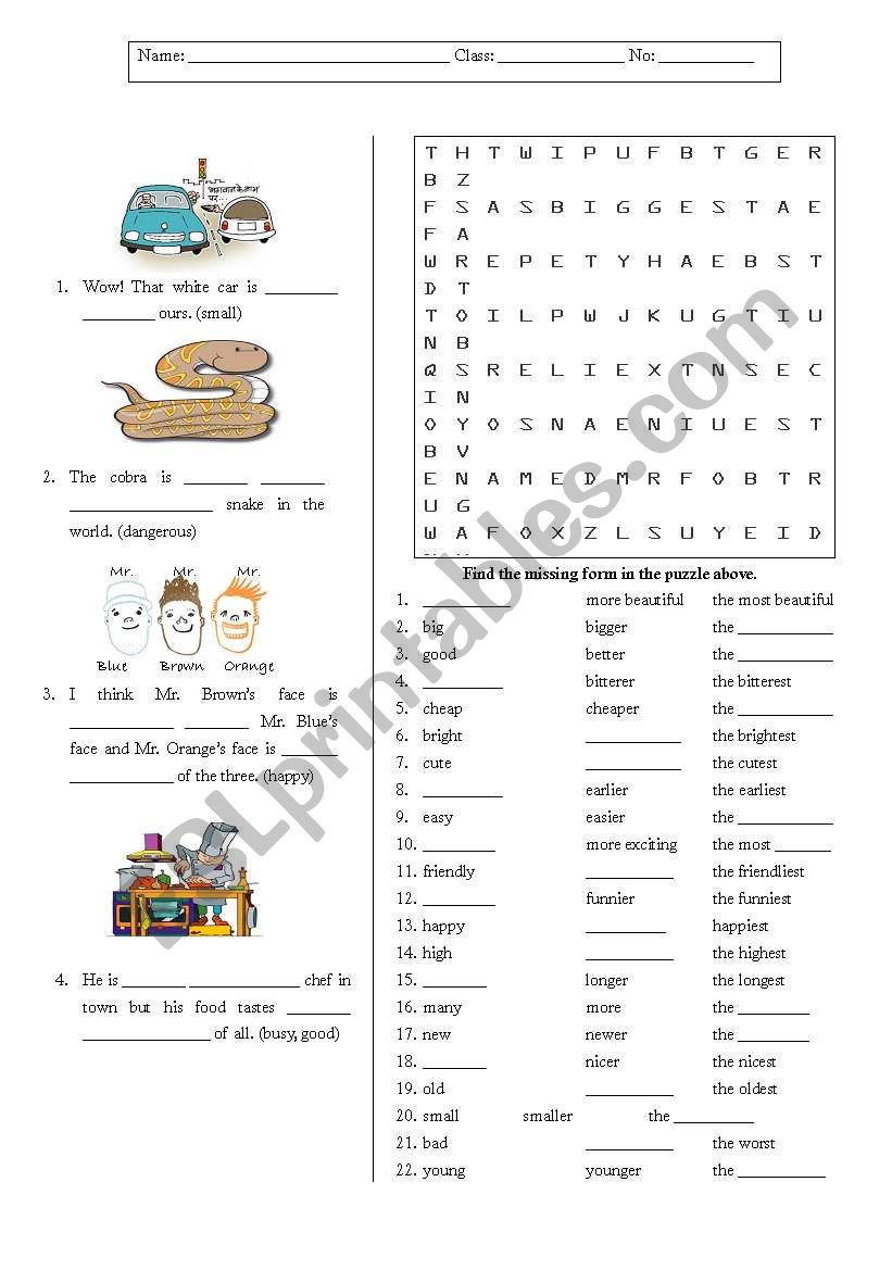 Comparative puzzle worksheet