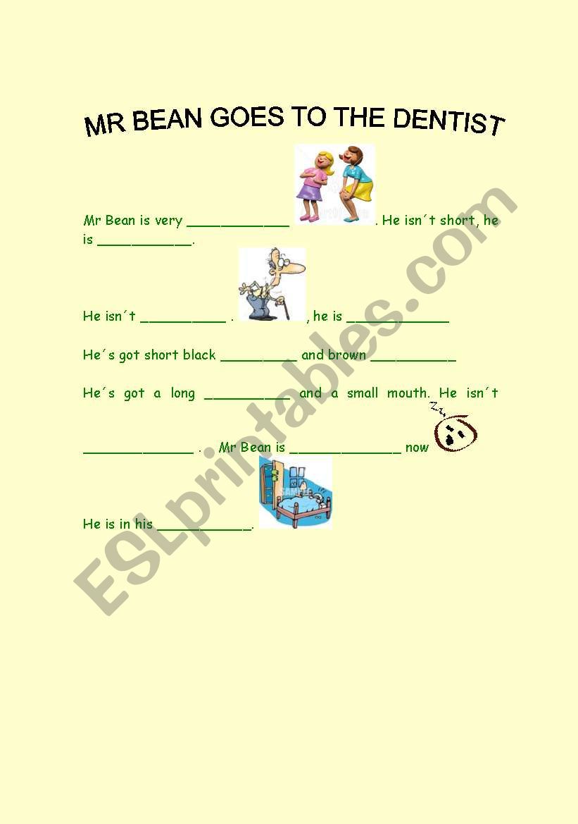 Mr Bean goes to the dentist worksheet