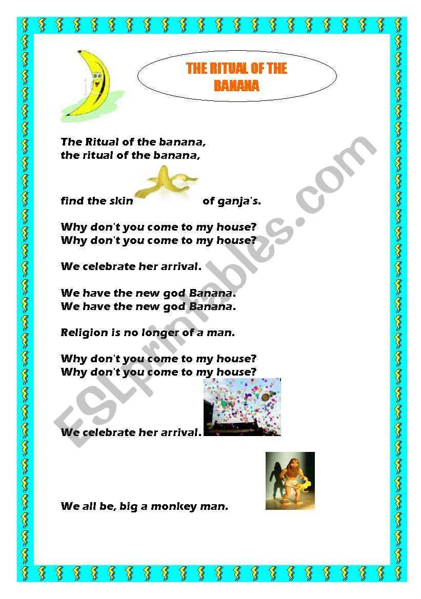 THE RITUAL OF THE BANANA!!! worksheet