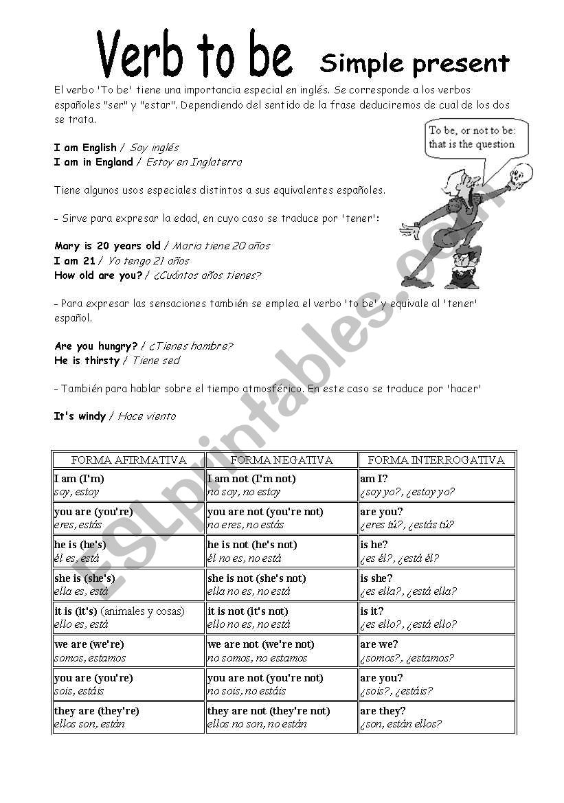 verb to be worksheet