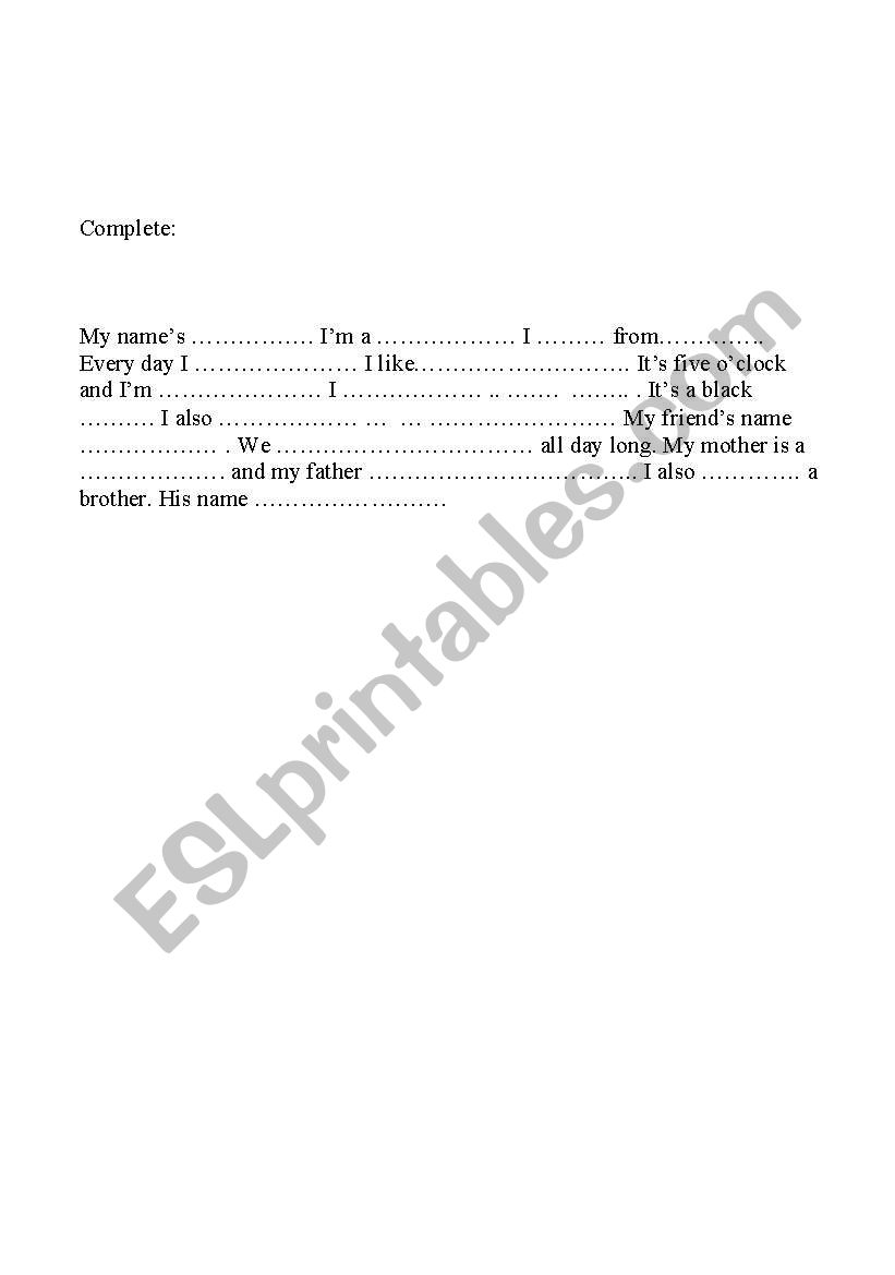 information worksheet