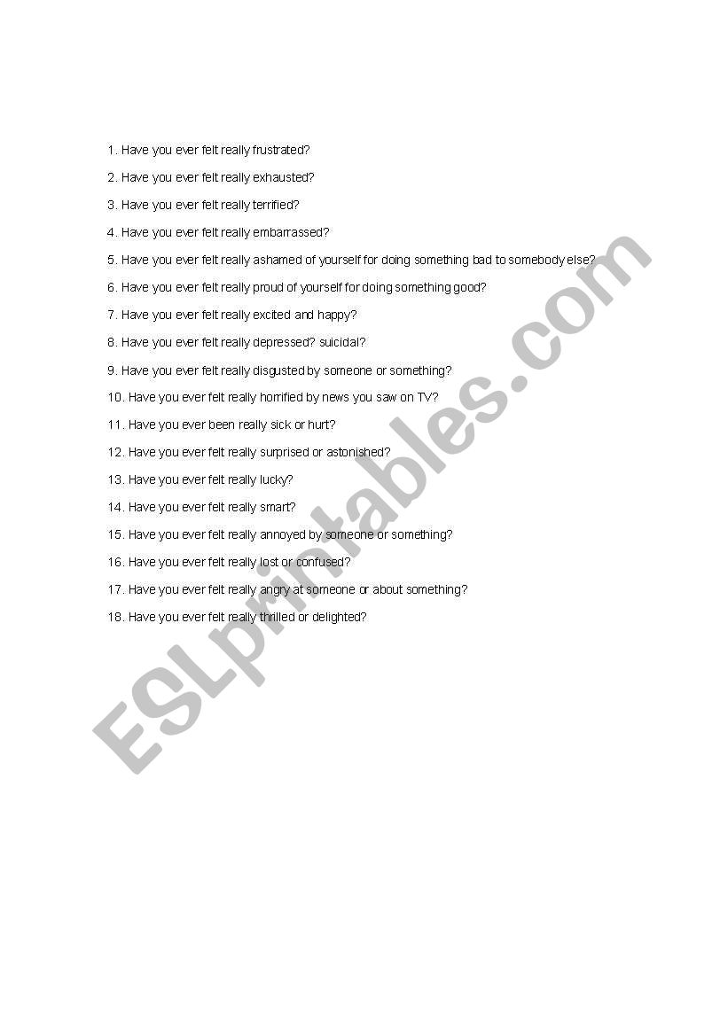 Emotions worksheet