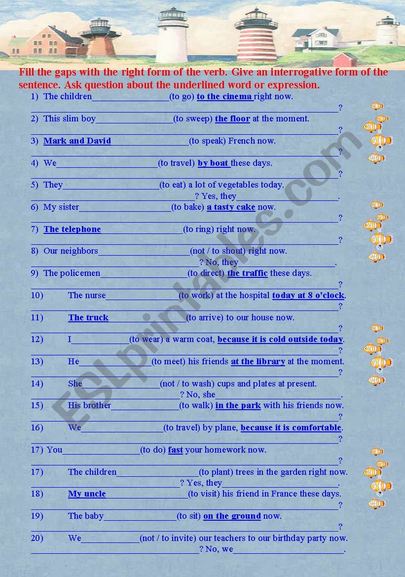 Present Progressive Tense. Interrogative Form.